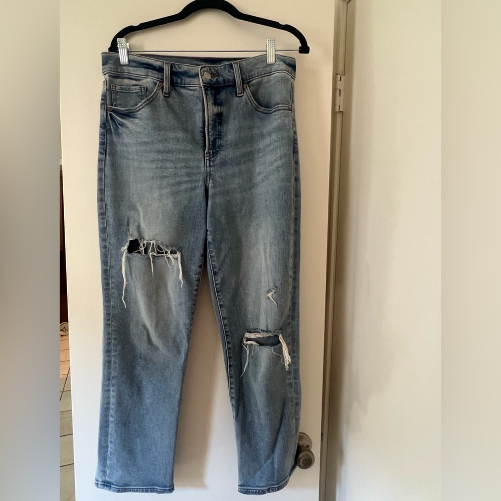 Express Light Blue Distressed Boyfriend Jeans